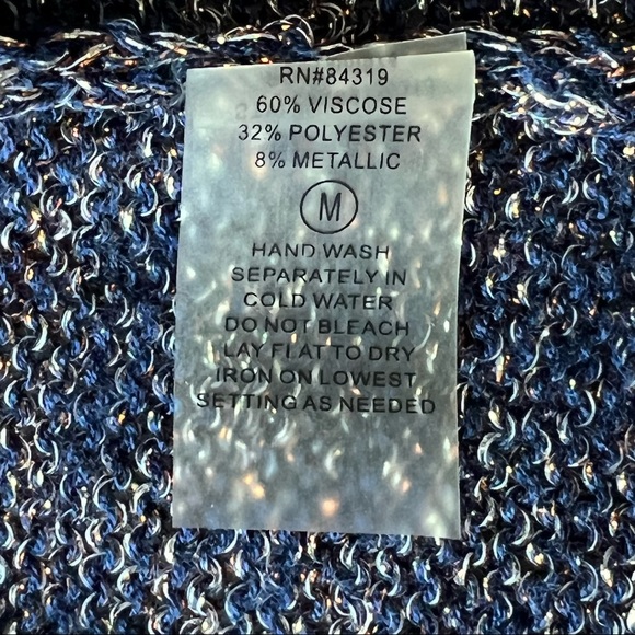 Cyrus navy and gold metallic thread open front long line cardigan cardigan Sz M - Picture 6 of 9